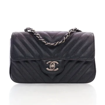 Chanel Chevron Mini Rectangle Black Iridescent Caviar