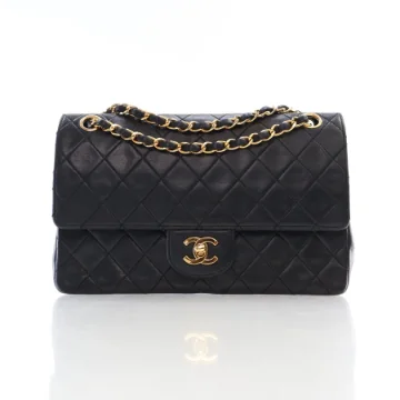 Chanel Vintage Medium Black Lambskin Classic Double Flap Bag