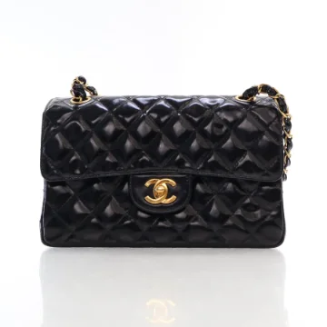 Chanel 1996 Vintage Double Sided Flap Small Black Patent