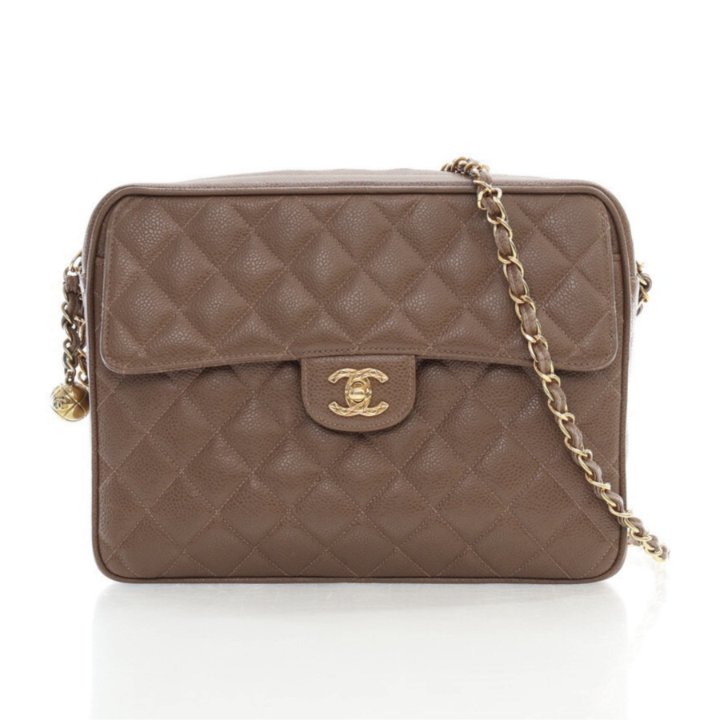 Chanel Vintage Camera Bag Taupe Caviar - Luxe Du Jour