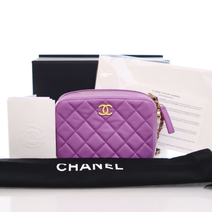 Chanel Pearl Crush Camera Bag Purple Lambskin - Luxe Du Jour