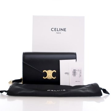 [VIPセール] CELINE セリーヌ Wallet On Chain Margo バッグ WALLET ON CHAIN MARGO IN Shiny calfskin - BLACK | CELINE