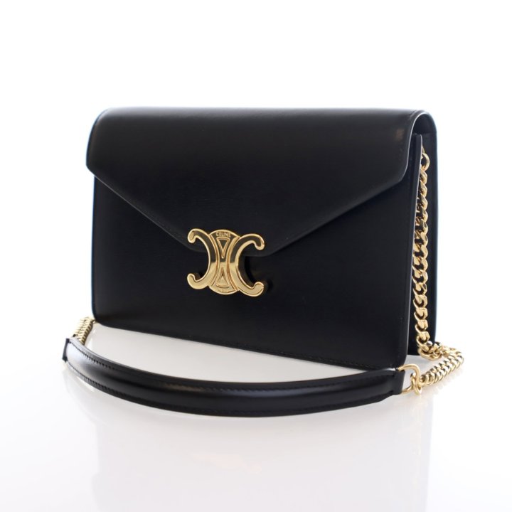 [VIPセール] CELINE セリーヌ Wallet On Chain Margo バッグ WALLET ON CHAIN MARGO IN Shiny calfskin - BLACK | CELINE