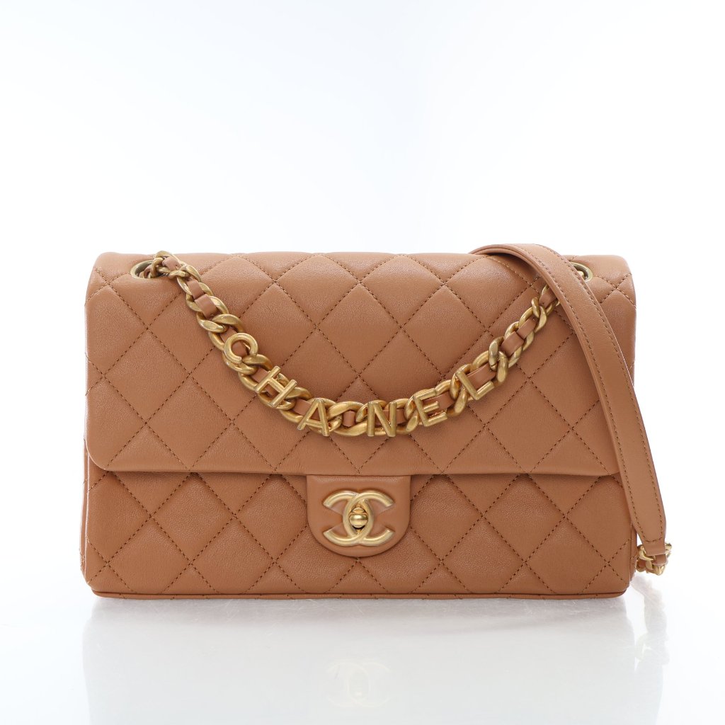Chanel 23P Chaine Lettre Flap Brown Lambskin - Luxe Du Jour