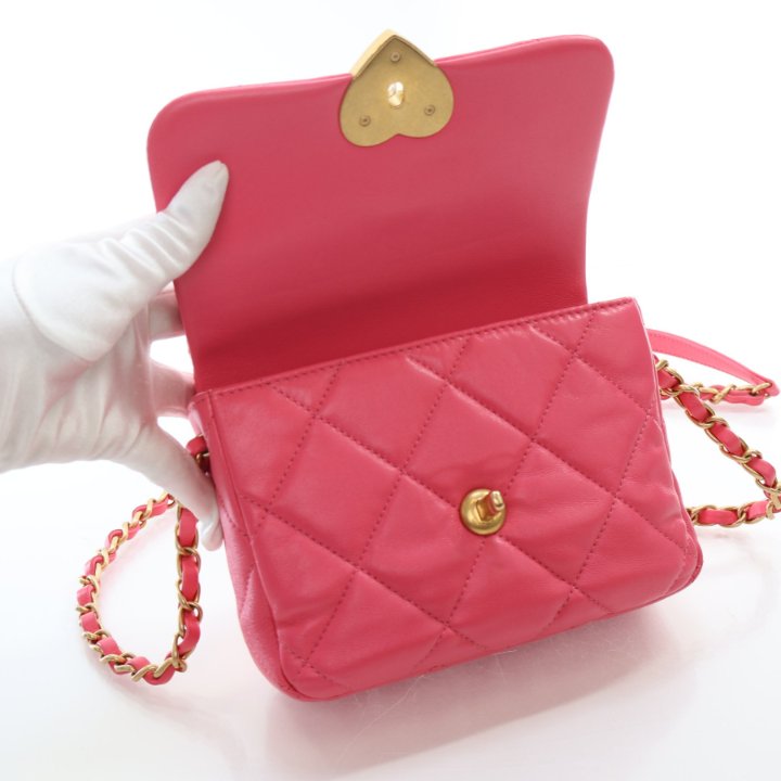 Chanel Coco Love CC Heart Mini Flap Pink Lambskin - Luxe Du Jour
