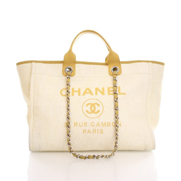 Chanel Medium Yellow Raffia Deauville Tote Luxe Du Jour