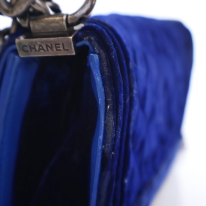 Chanel Small Blue Velvet Boy Bag - Luxe Du Jour