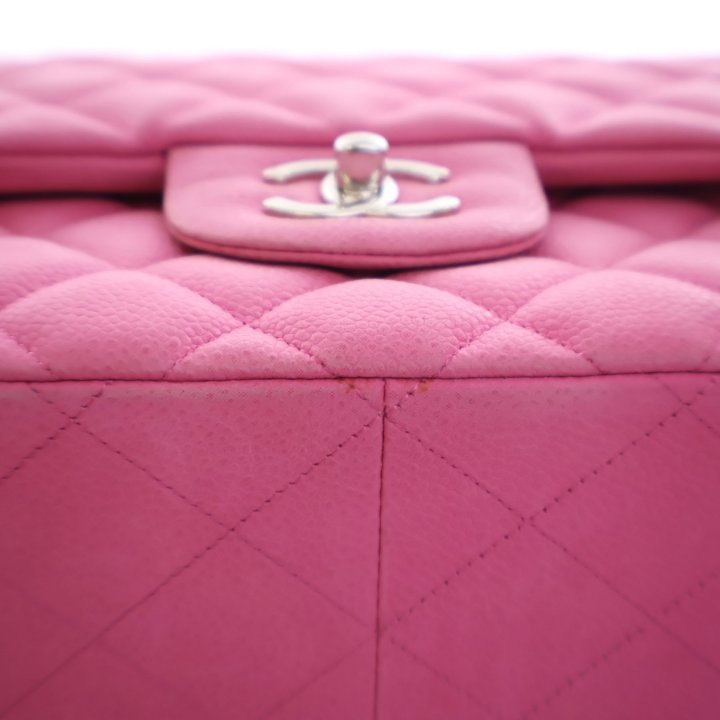 Chanel Classic Jumbo Flap Pink Caviar Silver Handbag Luxe Du Jour