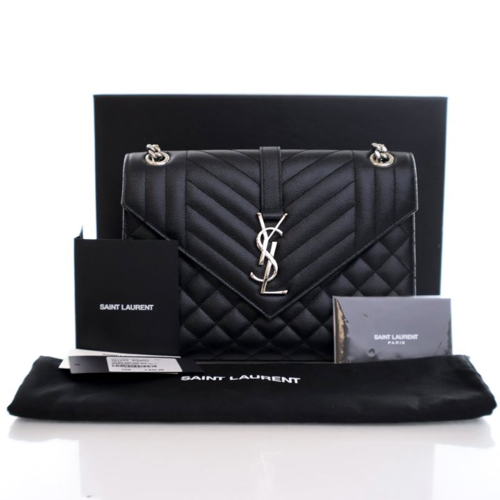 【関税&送料込】Saint Laurent Black Leather Medium Envelope Envelope Medium shoulder bag in black - Saint Laurent