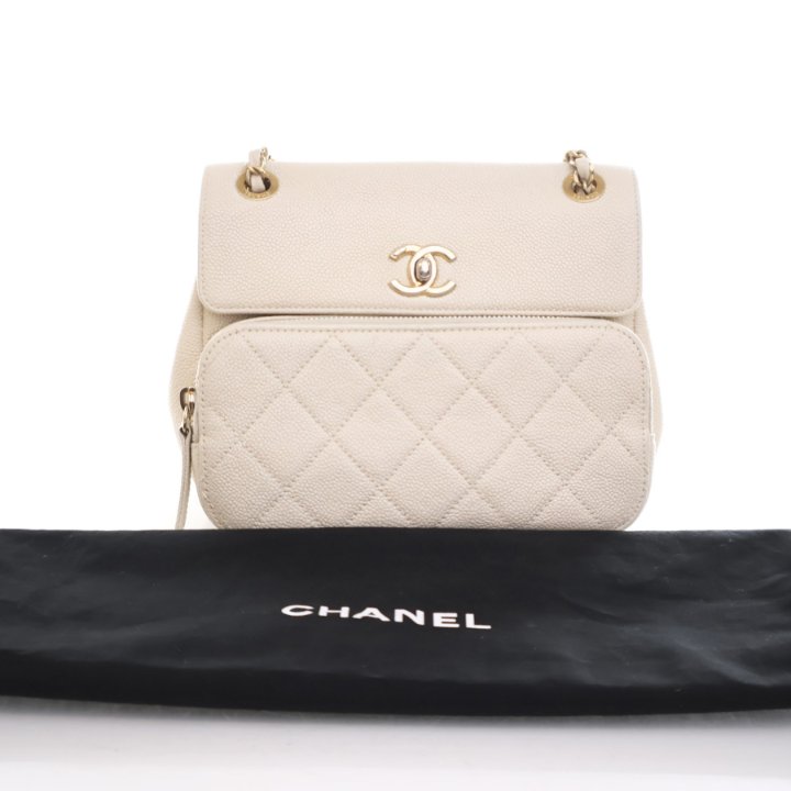 Chanel Business Affinity Messenger Flap White Caviar - Luxe