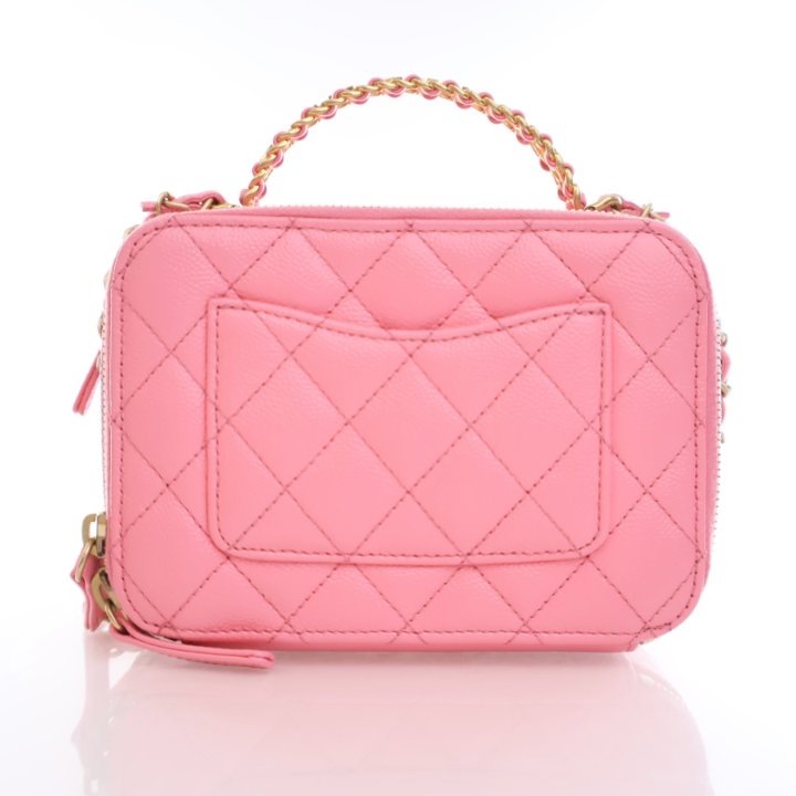 CHANEL ★ Chanel CC Matelasse Caviar Leather Vanity Bag Pink 592842_01.jpg