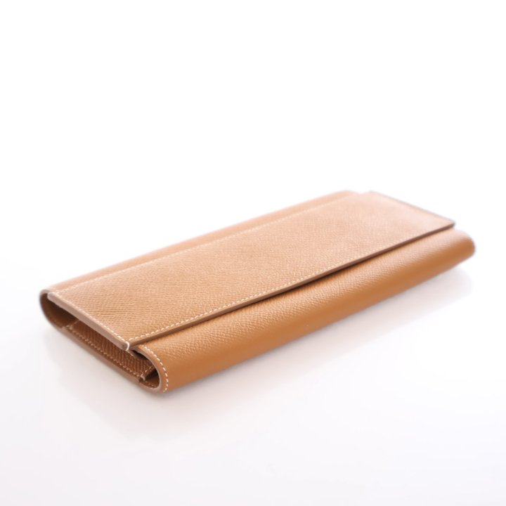 Hermes H Passant Long Wallet Gold Evercolor - Luxe Du Jour