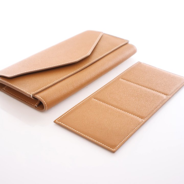 Hermes H Passant Long Wallet Gold Evercolor - Luxe Du Jour