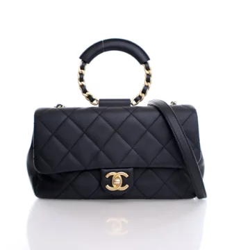Chanel Medium Black Lambskin In The Loop Flap Bag