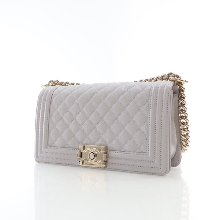 Chanel Boy Bag Old Medium Grey Caviar - Luxe Du Jour