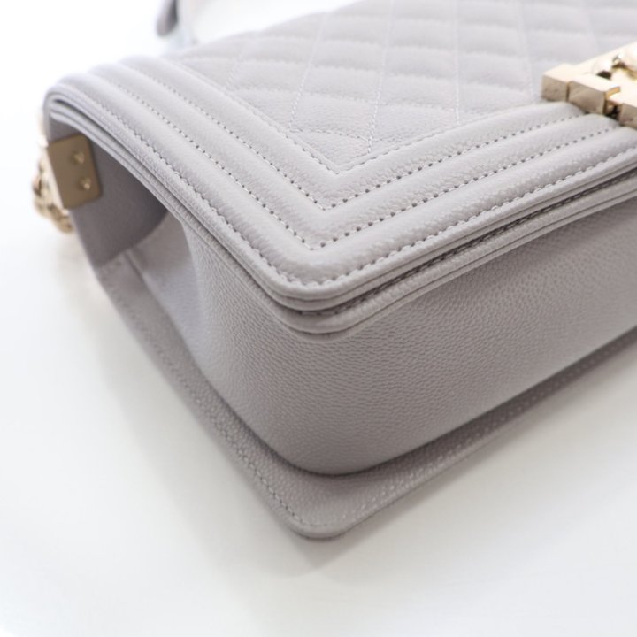 【ヴィンテージ】RankS☆Chanel Light Grey Boy Medium Series25 Chanel Boy Old Medium Lamb Light Grey | SACLÀB