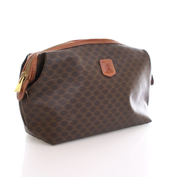 バッグ Celine Macadam Vanity Pouch Bag Brown CELINE Macadam Vanity Bag Pouch Brown Zipper | eBay