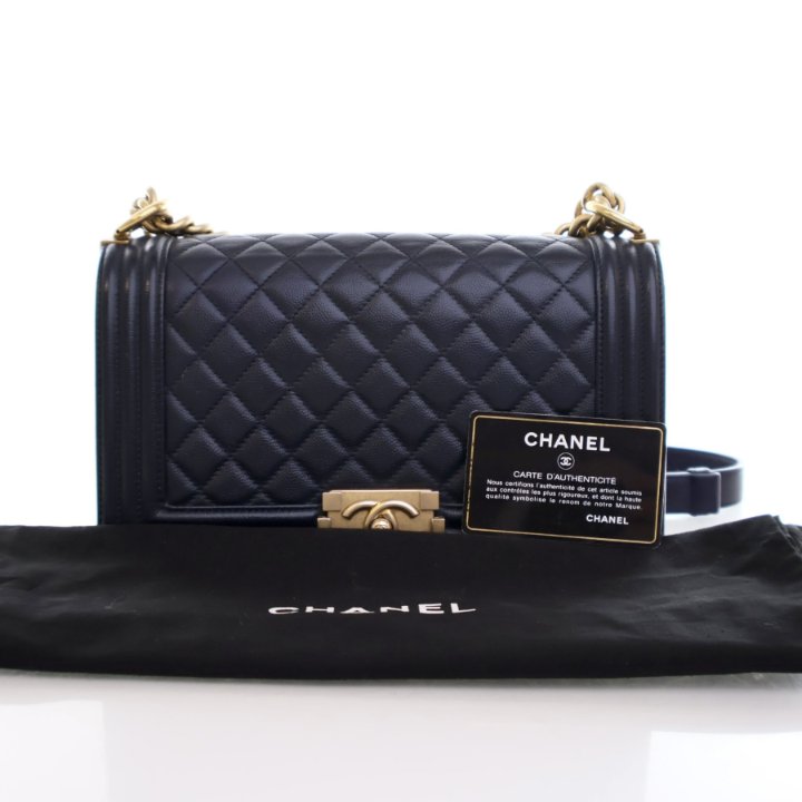 Chanel Medium Navy Caviar Boy Bag - Luxe Du Jour