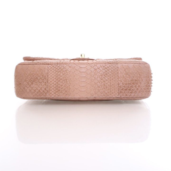 Chanel Medium Pink Python Classic Double Flap Bag Luxe Du Jour