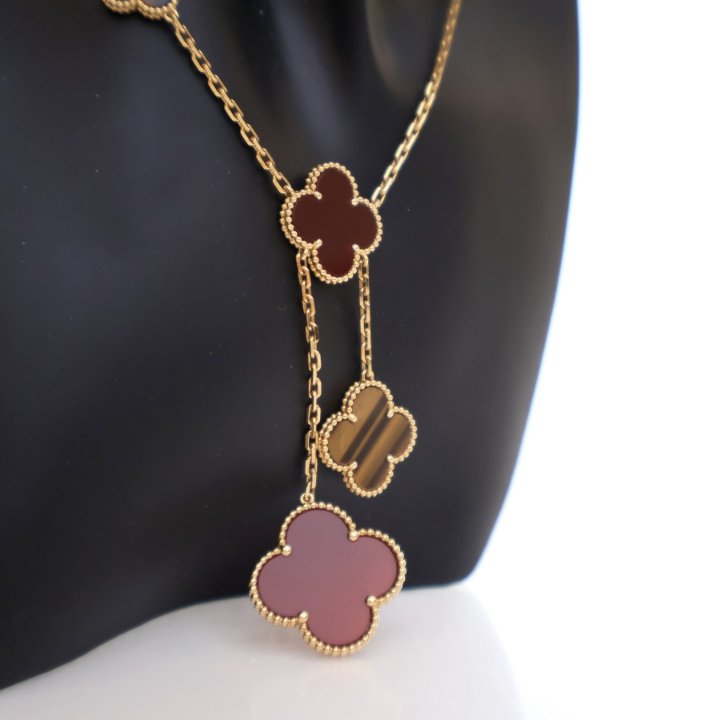 Carnelian Tiger Eye Van Cleef Necklace Van Cleef And Arpels Magic Alhambra  Motifs Necklace Luxe Du Jour