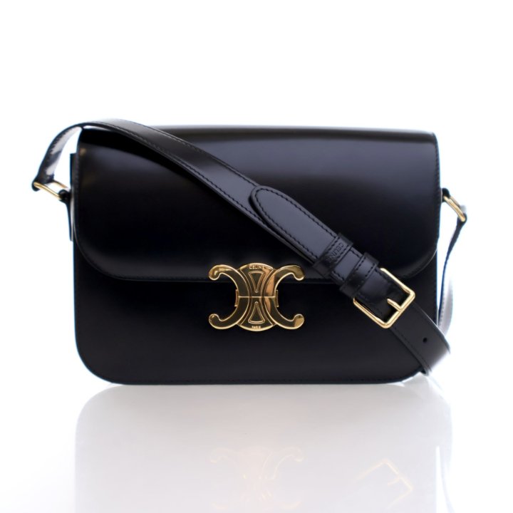 優雅な気品◇CLASSIQUE TRIOMPHE バッグ◇CELINE CLASSIQUE TRIOMPHE BAG IN shiny calfskin - BLACK | CELINE