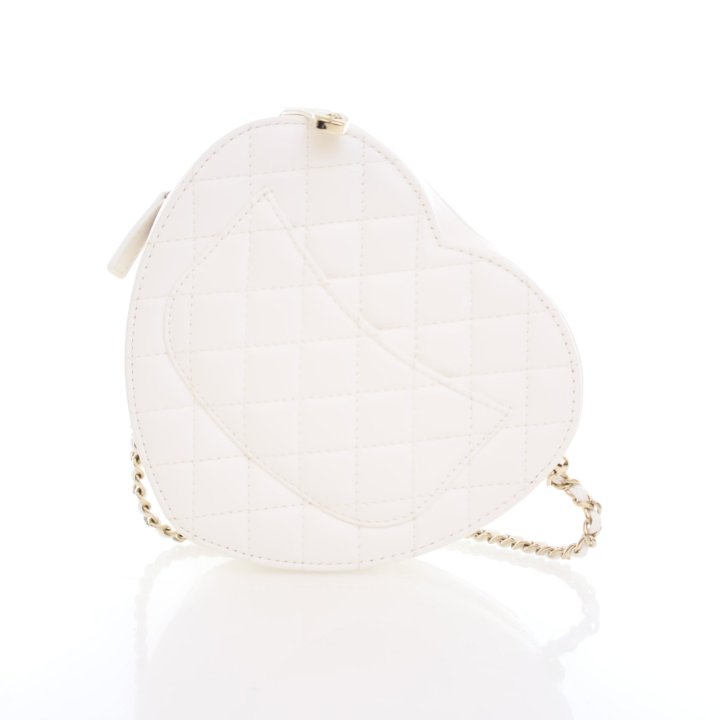 Chanel Large White Lambskin Heart Bag Luxe Du Jour
