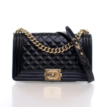 Chanel Boy Bag Old Medium Black Patent