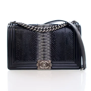 Chanel Boy Bag New Medium Black Python