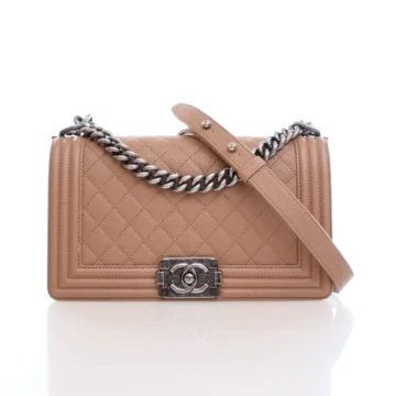 Chanel Boy Bag Old Medium Beige Caviar
