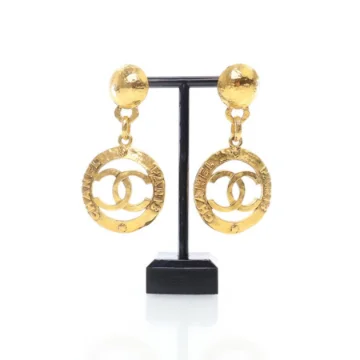 Chanel CC Hoop Drop Clip On Earrings