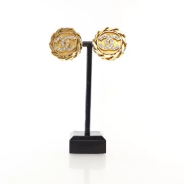 Chanel CC Logo Woven Clip On Earrings