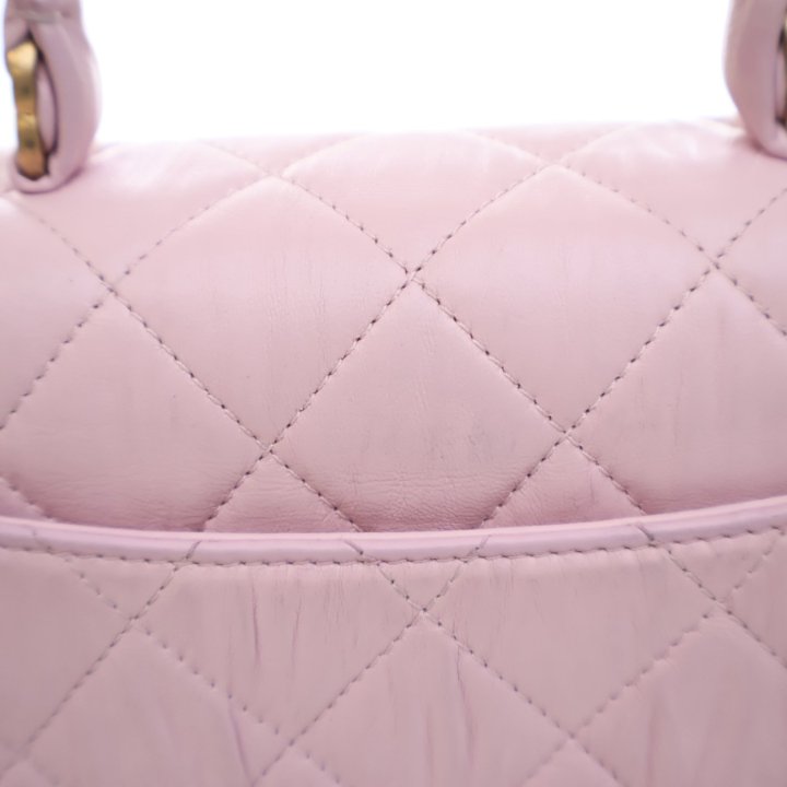 【CHANEL】Flap with Beauty Lock (Dark Pink )【ランク:A】 CHANEL Sheepskin Quilted Mini Beauty Lock Flap Pink 534715