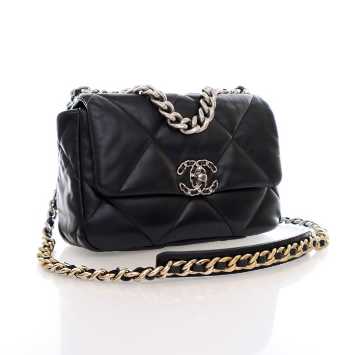 Chanel 19 Flap Small Black Lambskin Luxe Bag Rental