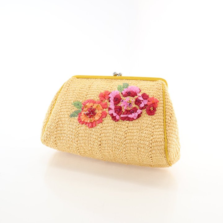 Diorディオール★ POUCH★縦型ポーチ★イエロー 【ランク：A】 Dior Raffia Pouch - Luxe Du Jour