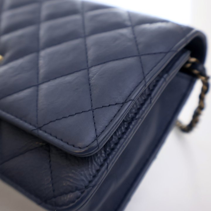 Chanel Reissue Wallet On Chain (WOC) Blue Calfskin - Luxe Du Jour