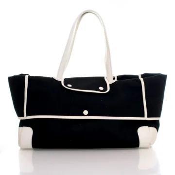 Hermes Travel Tote Black Canvas