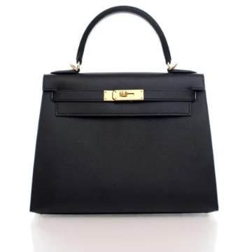 Hermes Noir Epsom Sellier Kelly 28