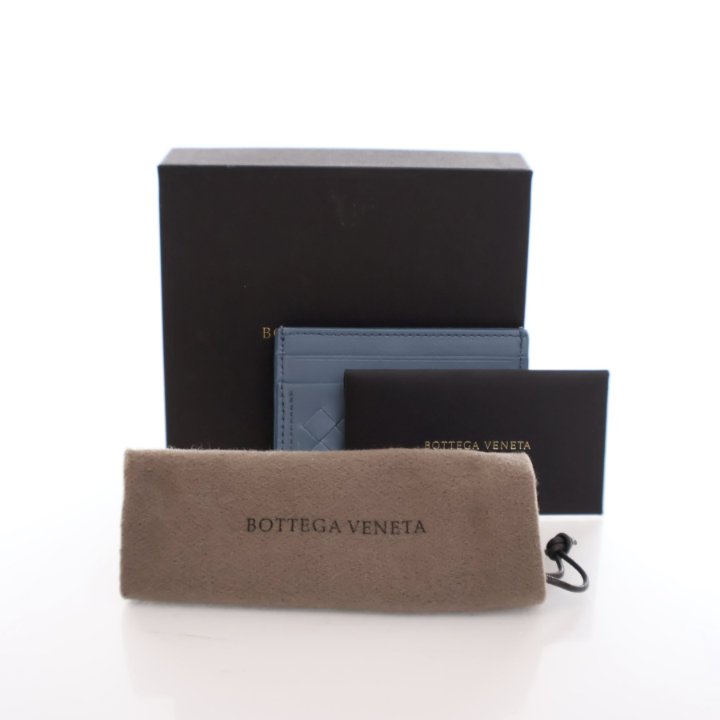 【bottega Veneta】Intreccioレザーカードホルダー ブラック イントレチャートレザー 二つ折りカードケース
