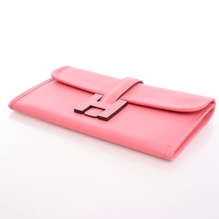 HERMES（エルメス）- Jige Duo（ジジェデュオ）ローズアザレ Hermes Jige Duo Clutch Rose Azalee Swift - Luxe Du Jour