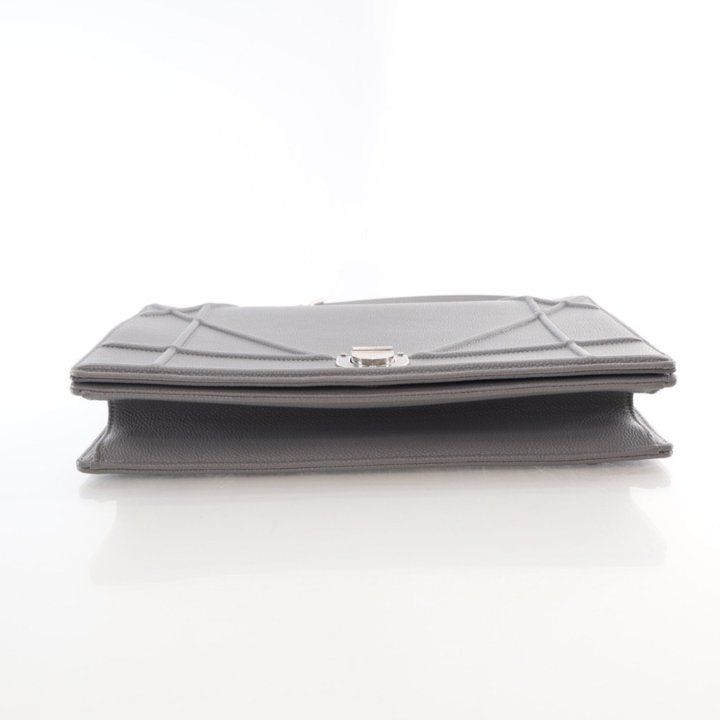 Dior Large Grey Grained Calfskin Diorama Flap Bag - Luxe Du Jour