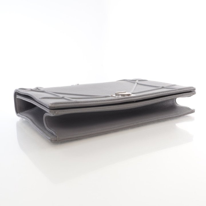 Dior Large Grey Grained Calfskin Diorama Flap Bag - Luxe Du Jour