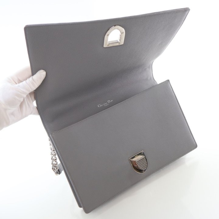 Dior Large Grey Grained Calfskin Diorama Flap Bag - Luxe Du Jour