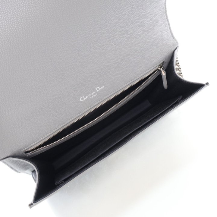 Dior Large Grey Grained Calfskin Diorama Flap Bag - Luxe Du Jour