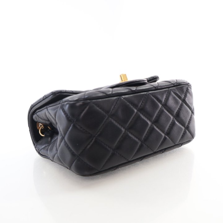 Chanel Mini Square Pearl Crush Black Lambskin - Luxe Du Jour
