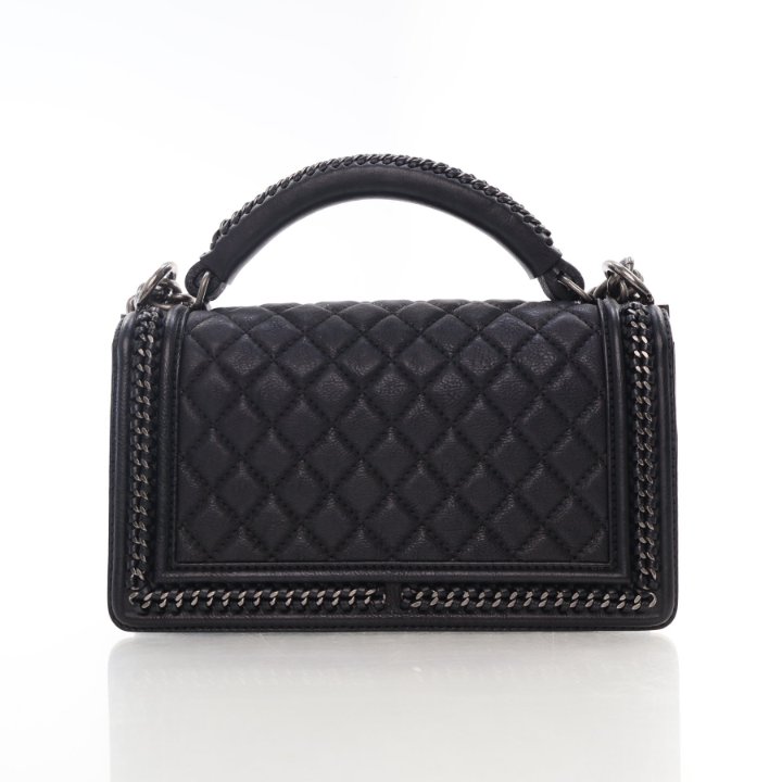 Chanel Medium Black Calfskin Top Handle Boy Bag - Luxe Du Jour