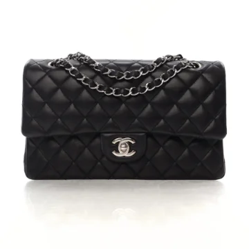 Chanel Medium Black Lambskin Classic Double Flap Bag