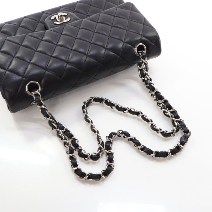 Chanel Medium Black Lambskin Classic Double Flap Bag - Luxe