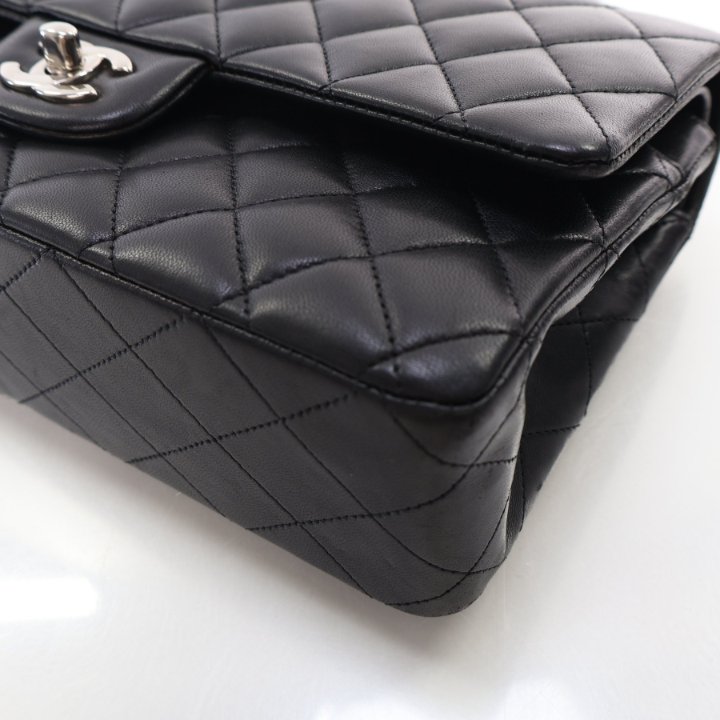 Chanel Medium Black Lambskin Classic Double Flap Bag - Luxe