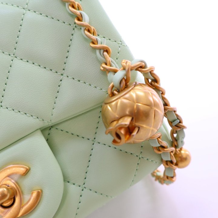 Chanel Mini Square Pearl Crush Green Lambskin - Luxe Du Jour