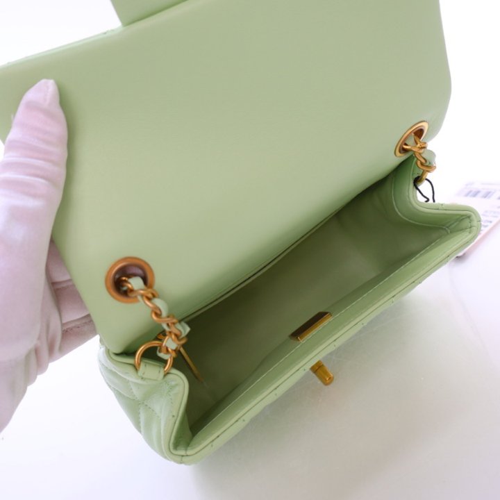 Chanel Mini Square Pearl Crush Green Lambskin - Luxe Du Jour